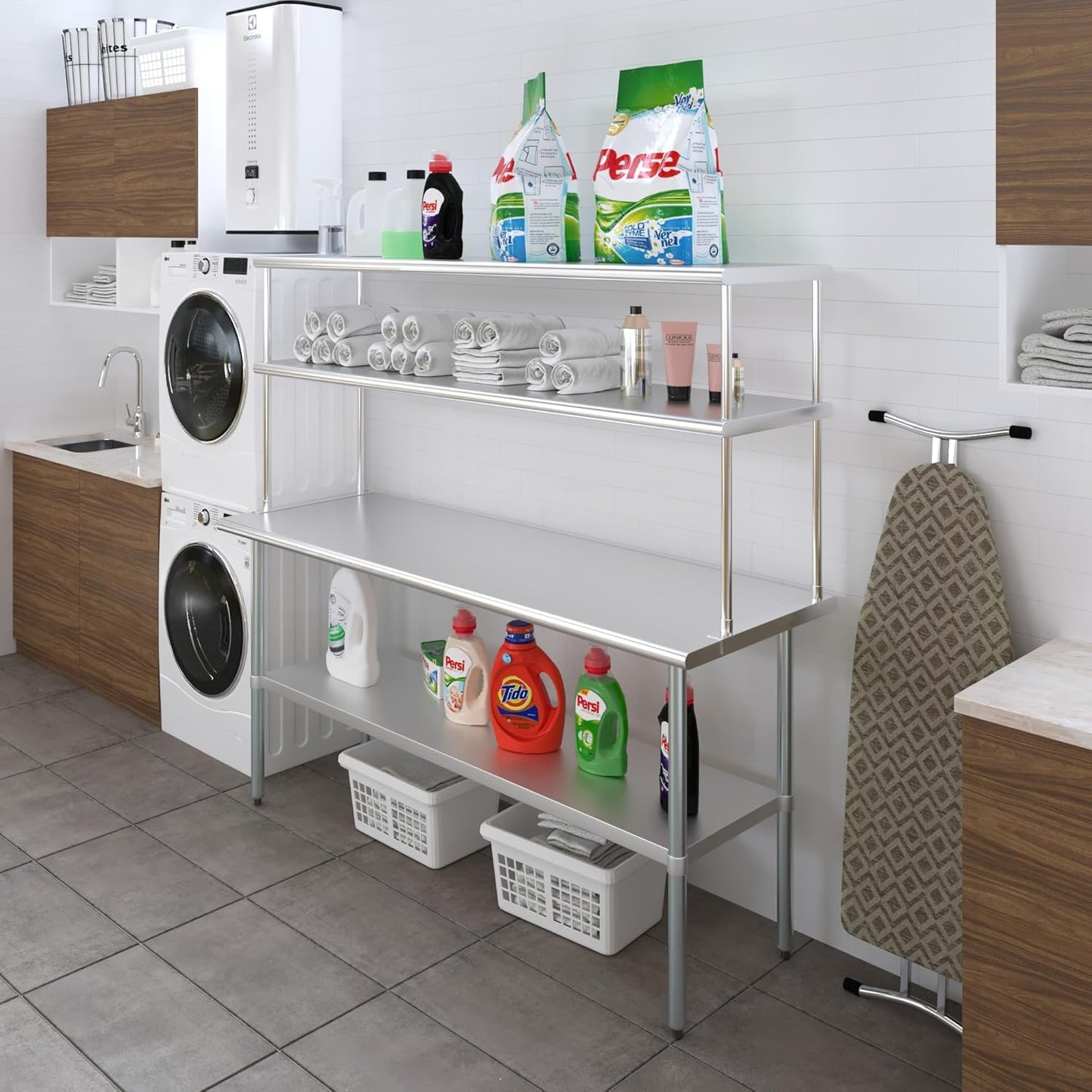 AmGood Stainless Steel Double-Tier Shelf | Work Table Overshelf | NSF Certified | Fits Over Tables | Many (72 in. Long x 18 in. Deep)