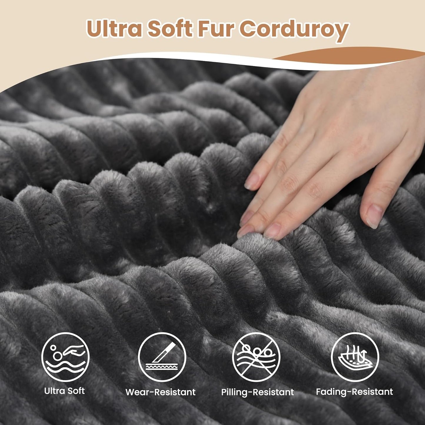 HOOOWOOO Cloud Sectional Couches for Living Room,Modular Sectional Sofa No Assembly,138X108 Inch Plush Corduroy Large L Shaped Floor Couch Set with Deep Seat(Gray)