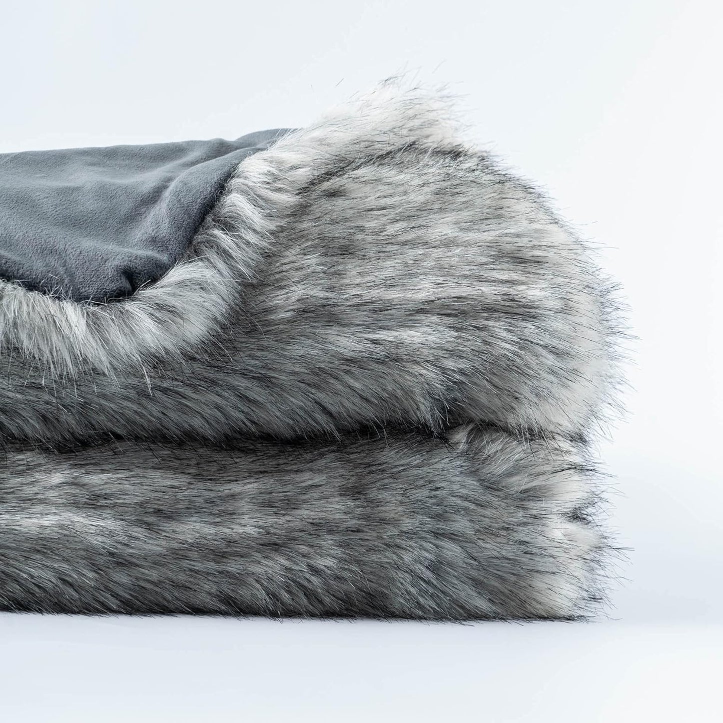 BATTILO HOME Silver Grey Faux Fur Throw Blanket for Couch, Bed, Fake Fur Blankets & Throws, Thick Warm Heavy Fluffy Fuzzy Elegant Furry Blanket Long Pile with Black Tips, 50"x60"
