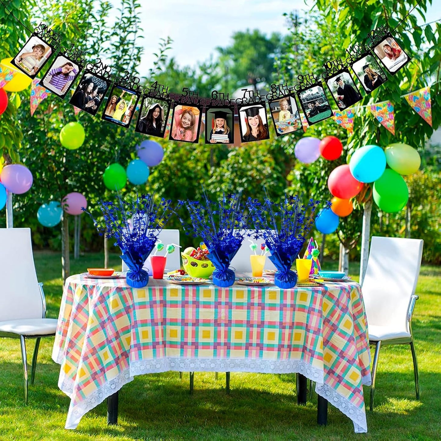 12 Pack Metallic Foil Spray Centerpiece Star Table Decoration Burst Table Centerpieces for Birthday Wedding Anniversary Graduation Holiday Party Supplies Decor, Blue