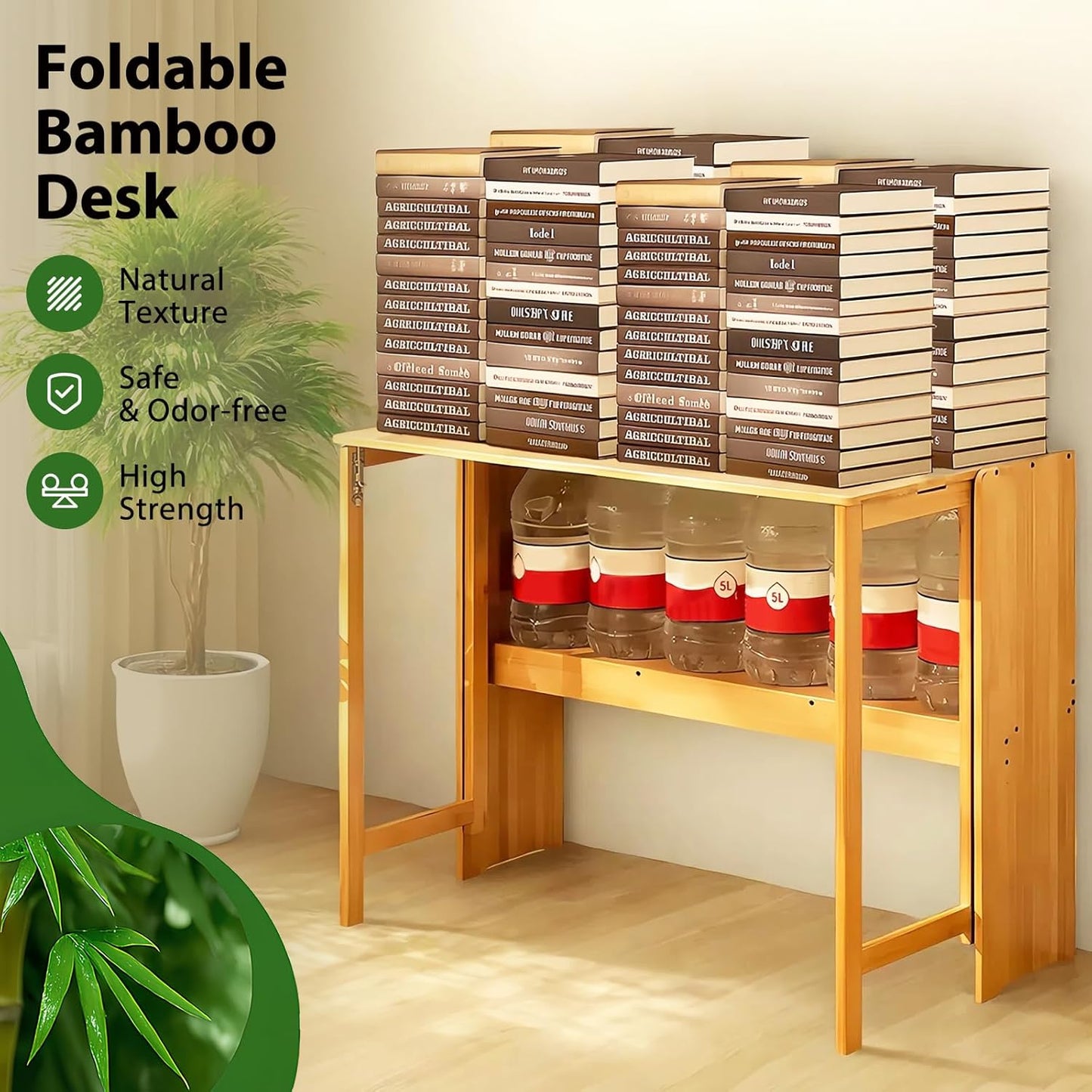 31.5" Bamboo Folding Desk,Space-Saving Computer Desk for Small Spaces, Foldable Study Table for Bedroom, Home Office, Dorm, Apartment(Natural)