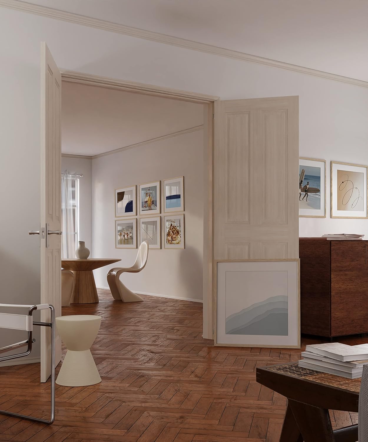 HAUS AND HUES 20x20 Picture Frames Set of 9 - Square Frames 20x20, Picture Gallery Wall Frame Set, 20x20 Frames for Poster, 9 Set of Frames for Gallery Wall, Square Picture Frames (Beige Oak Frames)