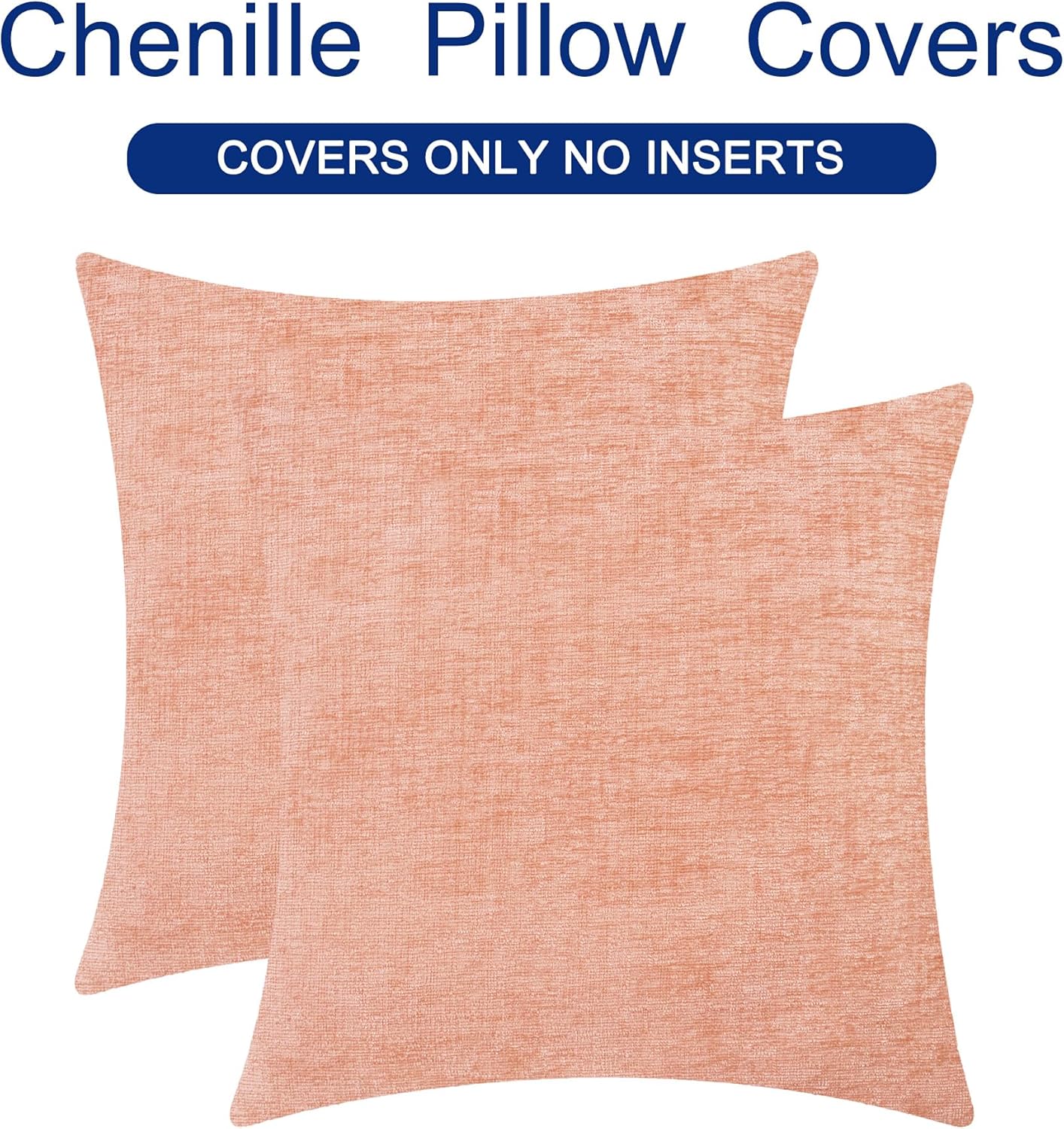 CaliTime Throw Pillow Covers Decorative 16 X 16 Inches Pack of 2 Cozy Chenille Cushion Cases for Couch Sofa Bed Living Room Home Dusty Pink