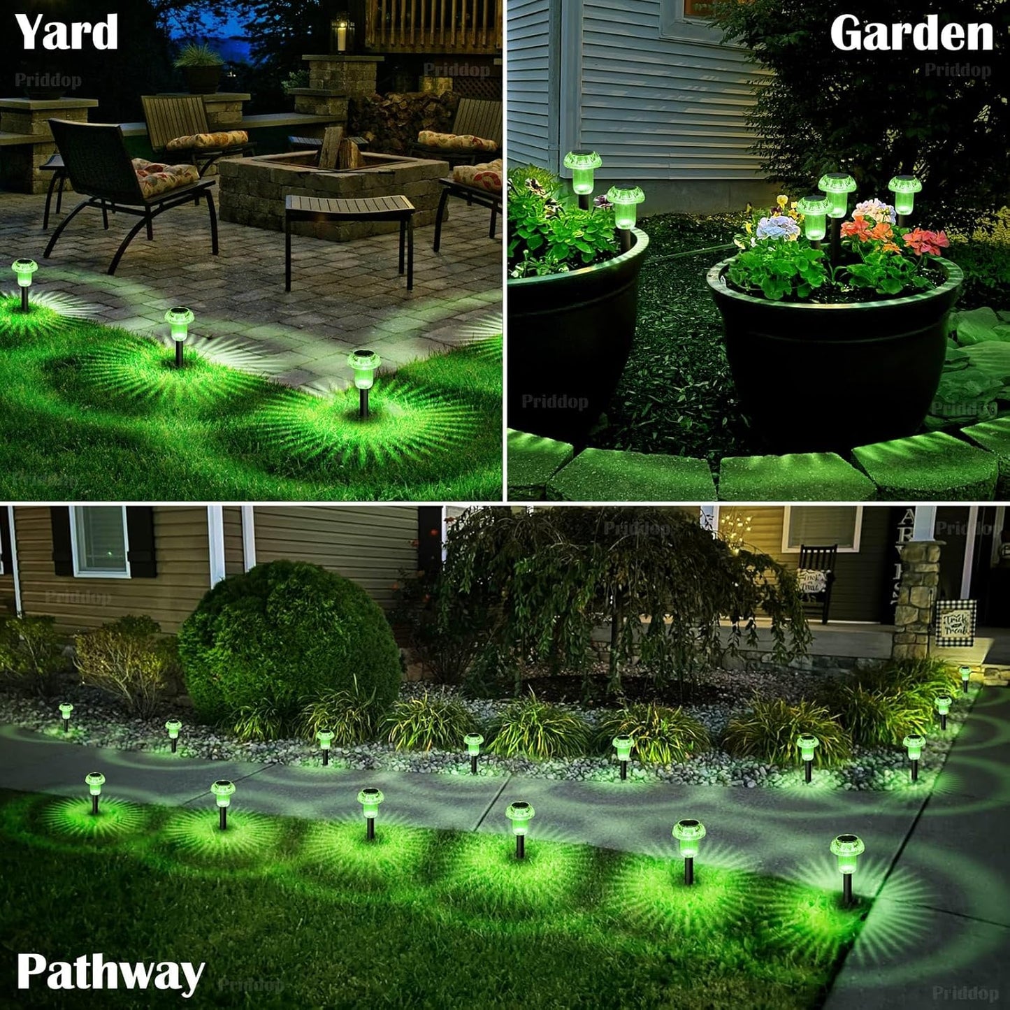 Halloween Solar Lights Outdoor 16 Pack Green LED Waterproof Mushroom Outside Lights for Yard Garden Patio Pathway Walkway Landscape Halloween Decorations