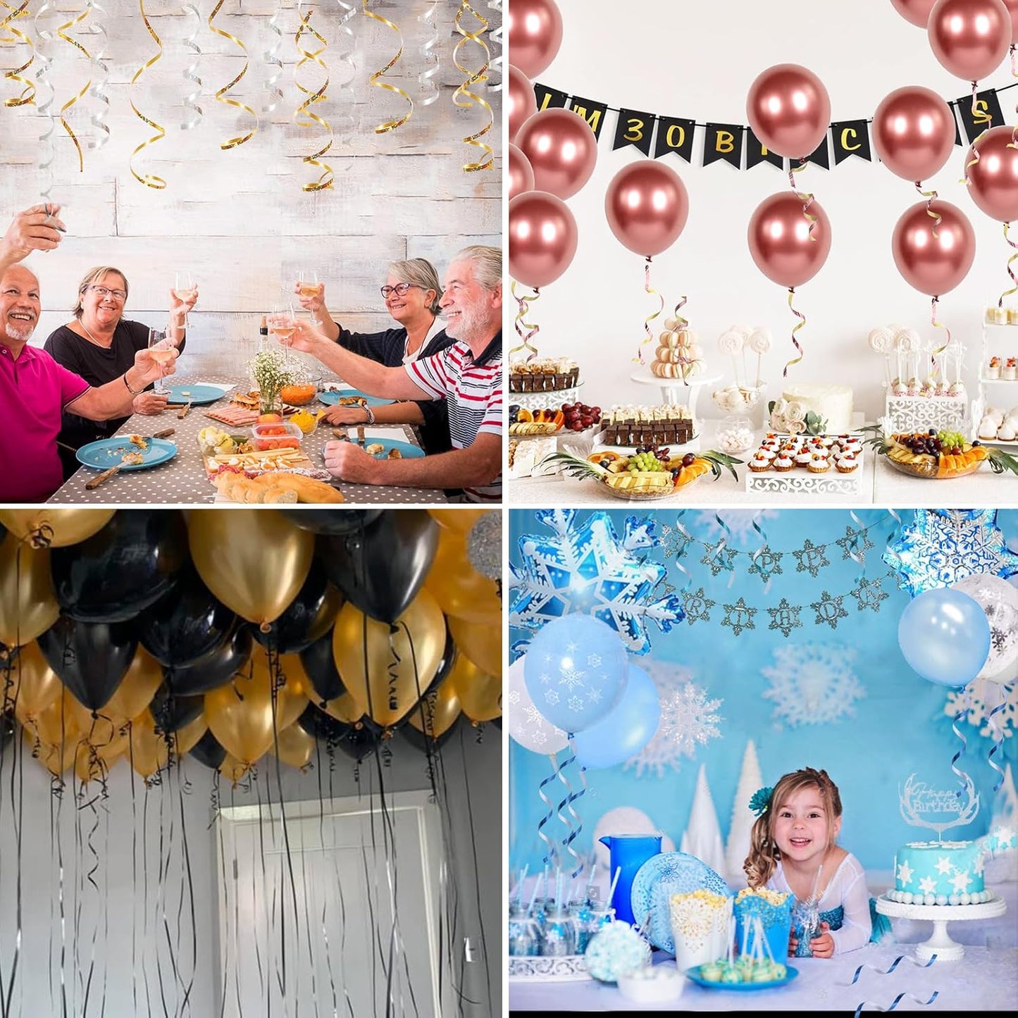 BEISHIDA 2 Pack 100 Yards Black Gold Curling Crimped Glitter Ribbon Balloon String Shiny Metallic for Gift Wrapping Ribbon Birthday Party Festival Art Craft Decor Florist Flowers Decoration