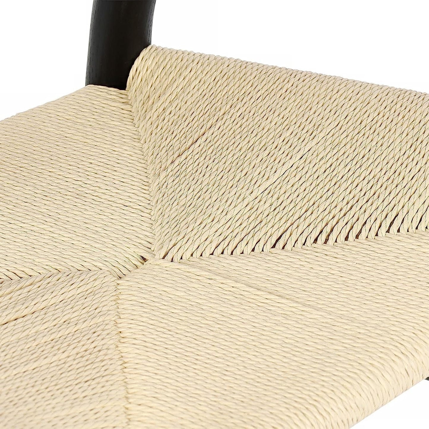 Tomile Solid Wood Wishbone Chair Y Chair Mid-Century Armrest Dining Chair, Hemp Seat (Ash Wood - Black with Natural seat.)