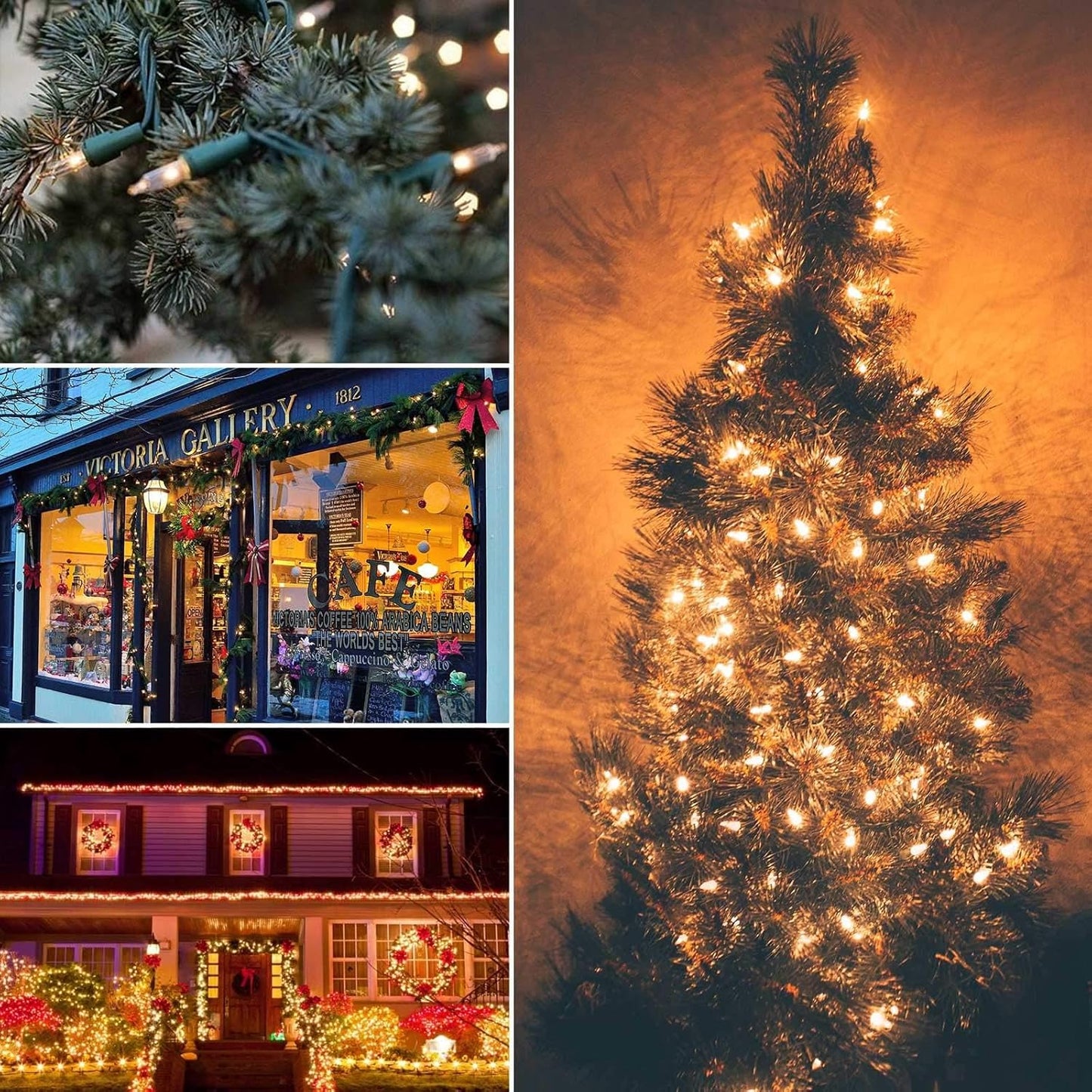 Clear Christmas Lights Set 100 Count 25 Feet Incandescent Bulb Mini String Lights for Indoor Christmas Tree Garland Birthday Wedding Party Festival Decoration, White Wire