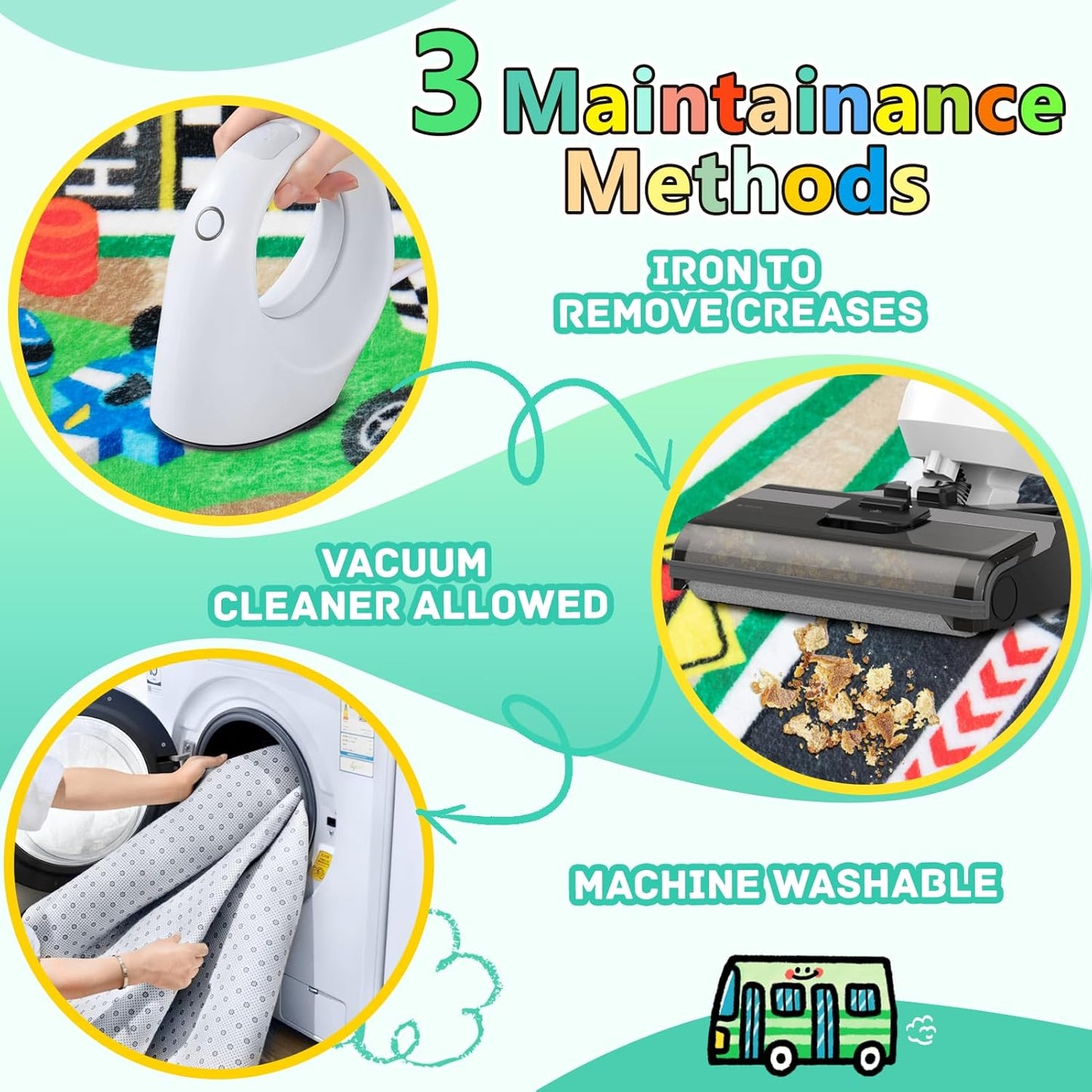 Kids Rug, Race Track Baby Play Mats, Realistic 3D Cascading Surround Route, 3x5 Ft Kids Rug for Playroom, Great for Playing with Cars and Toys, Non-Slip Car Carpet