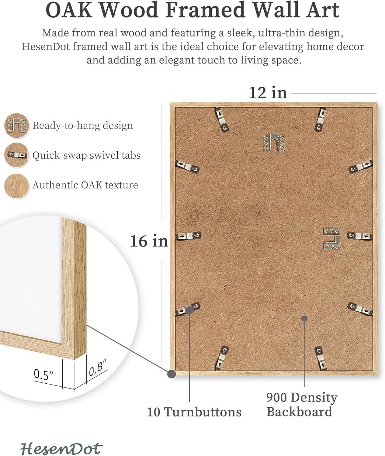 HesenDot Natural OAK Wood Coastal California Refers Framed Wall Art,12x16in Natural Seascape Canvas Wall Print,Classic Urban Landmark Wall Decor for Living Room,Bedroom,Office Gallery Gifts Set of 1