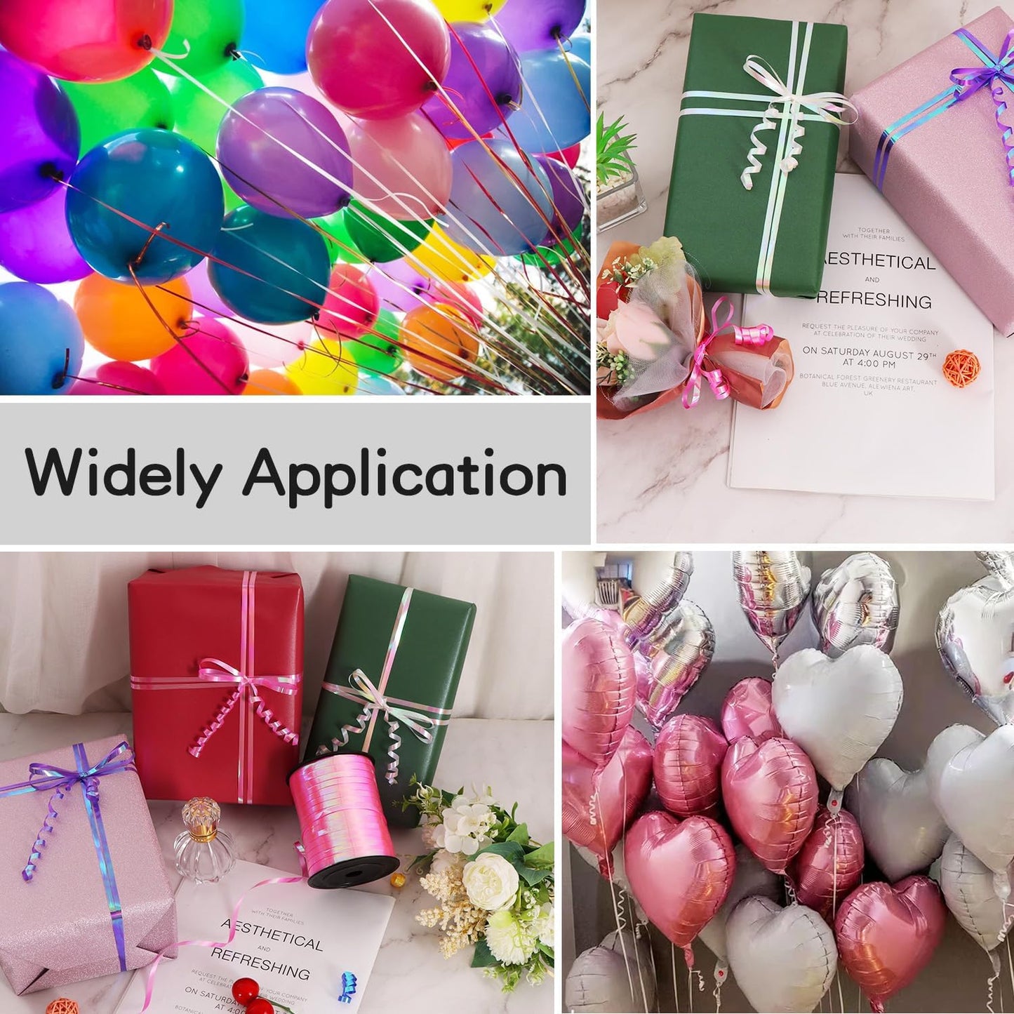 BEISHIDA 500 Yards White Ribbons Curling Ribbon 5mm for Gift Wrapping, Thin Curly Ribbon for Craft Balloon String Birthday Party Decoration Embellish Wedding