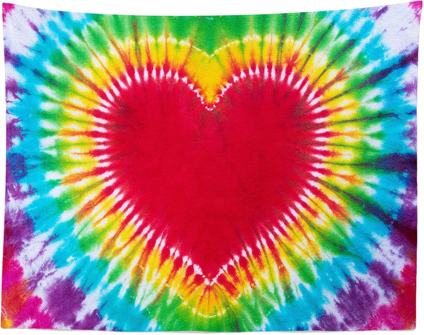 Loccor 15x10ft Tie Dye Tapestry Heart Sign Tie-Dye Abstract Wall Hanging Bedroom Aesthetic Colorful Room Decor Party Backdrop for Bedroom Living Room Dorm Decor (Pattern Painted on Polyester Fabric)