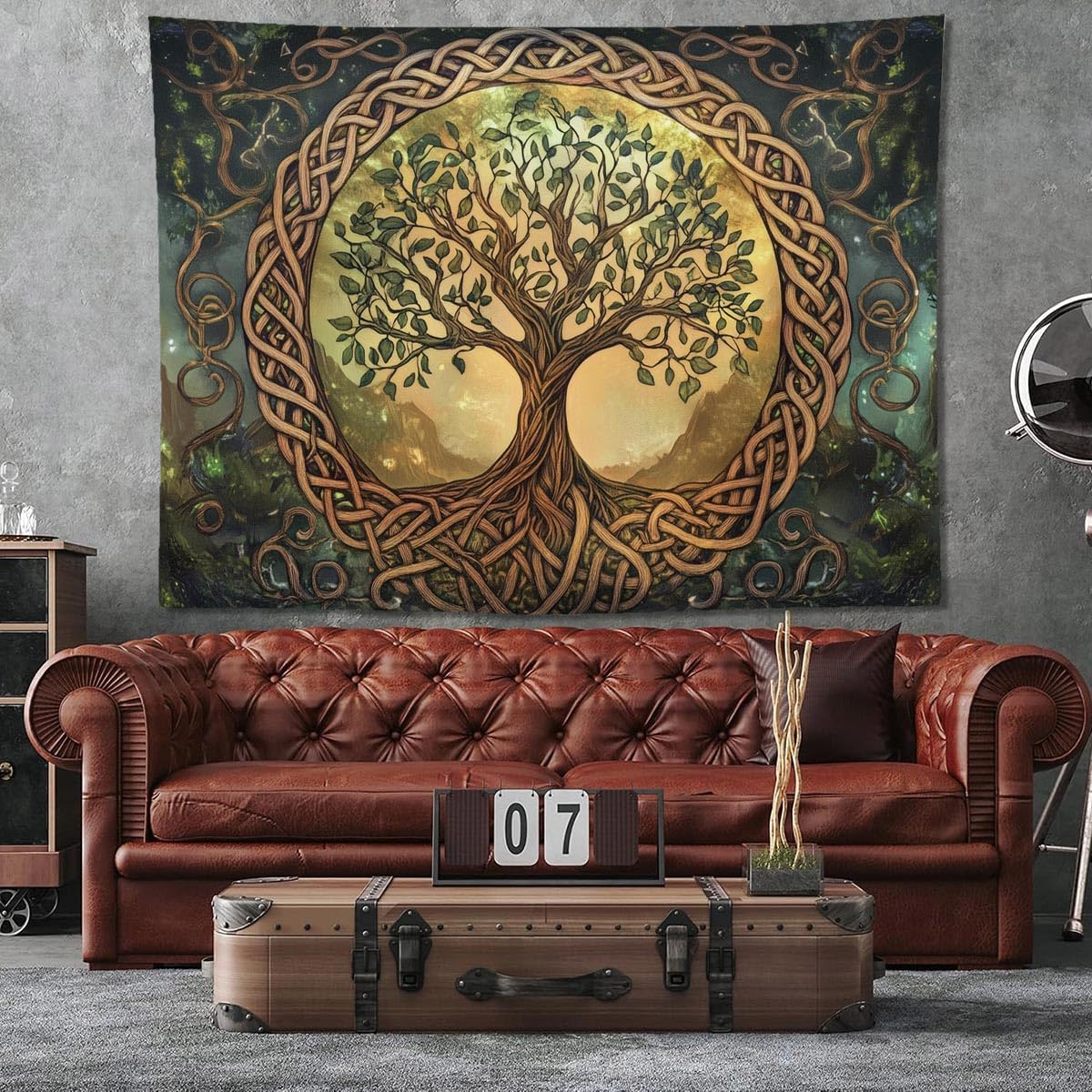 keowhsf Tree of Life Tapestry – Fantasy Forest Nature Landscape Wall Art with Mystic Green Aesthetic, Large Wall Hanging for Bedroom, Living Room, Home Decor