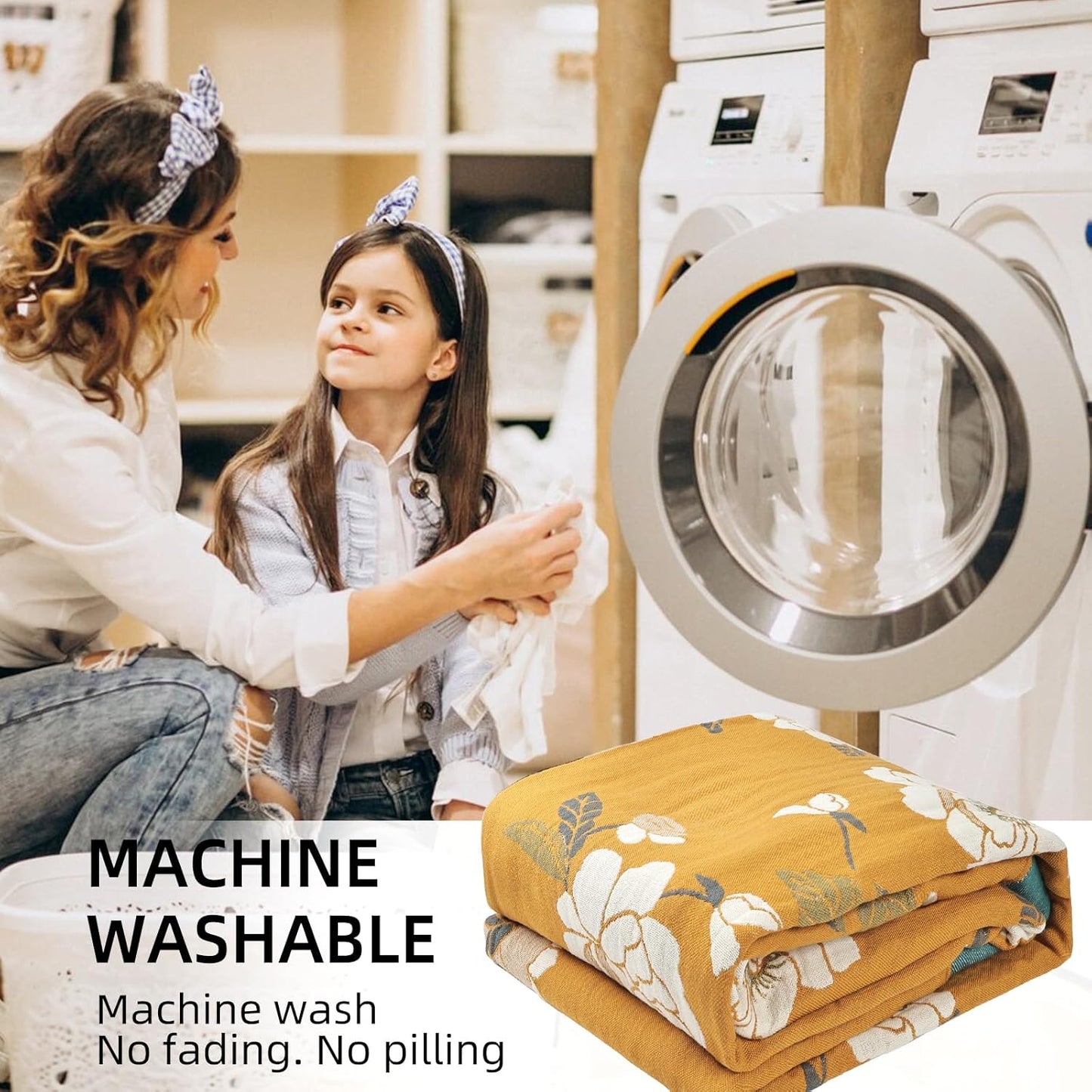 Boho Throw Blanket for Bed - 100% Pure Cotton Ultra Soft Rustic Quilt - Farmhouse Decor Bed Blankets, All Season Rustic Throw for Sofa Couch Chair(80''x 90'', Flower Branch 2)