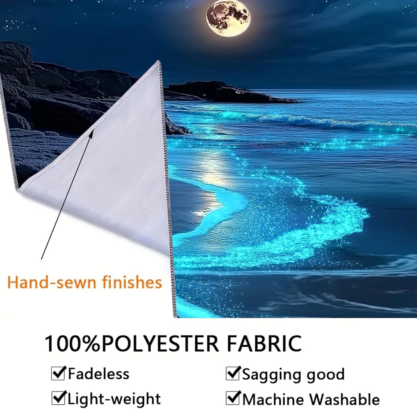 Nature Tapestry Forest Tree Sea Cave Wall Hanging, Stream Through Rainforest Landscape Wall Art Tapestry for Bedroom Living room (Blue Tears, 90"×70", Unframed)