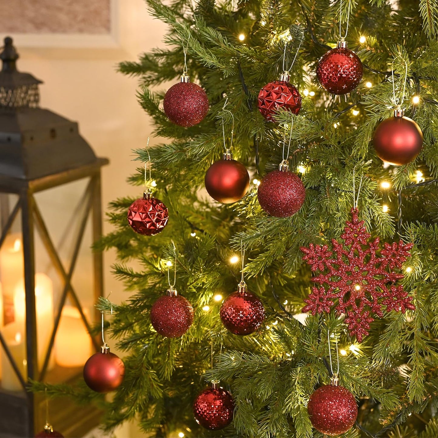 Valery Madelyn Christmas Tree Decorations Ornament Set for Fall Halloween, 50ct 2 Inches Burgundy Red Shatterproof Christmas Ball Ornaments Hanging Xmas Holiday Party Decor