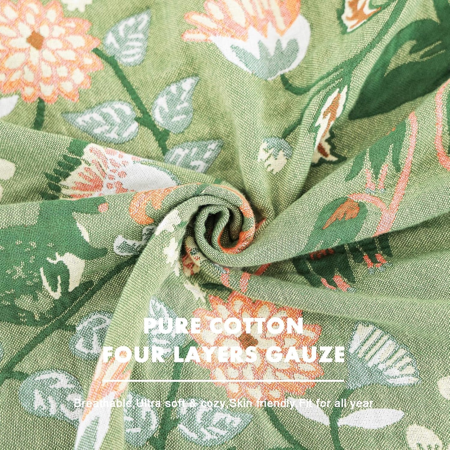 MSGKV Cotton Bed Blanket for Couch and Sofa Blankets for Living Room Bedroom Reversable Florals and Animals Throw 90"x98" Breathable Cozy Boho Blankets