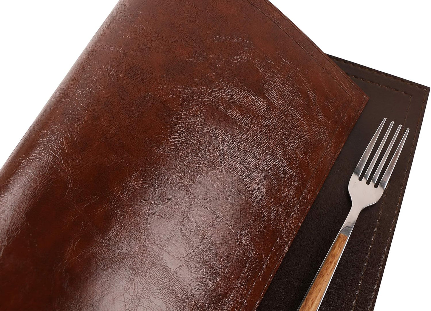 Waterproof PU Placemats, Faux Leather Dining Table Mat, Set of 6, Easy to Wipe Off Scrub Vinyl Mat, Heat & Stain Resistant for Office Conference Table, Home Decor