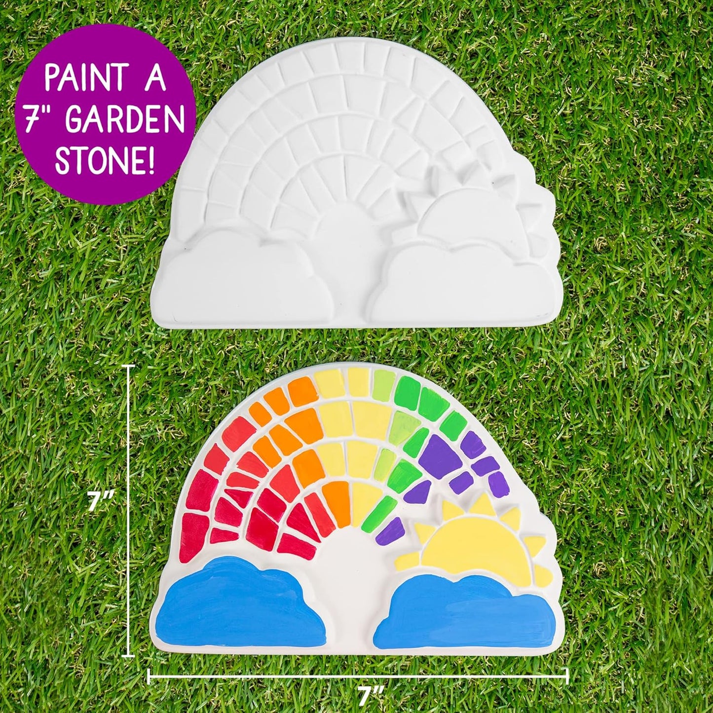 Creative Roots Paint Your Own Rainbow Stepping Stone Craft Kits for Kids, Ceramics to Paint, Ages 6+