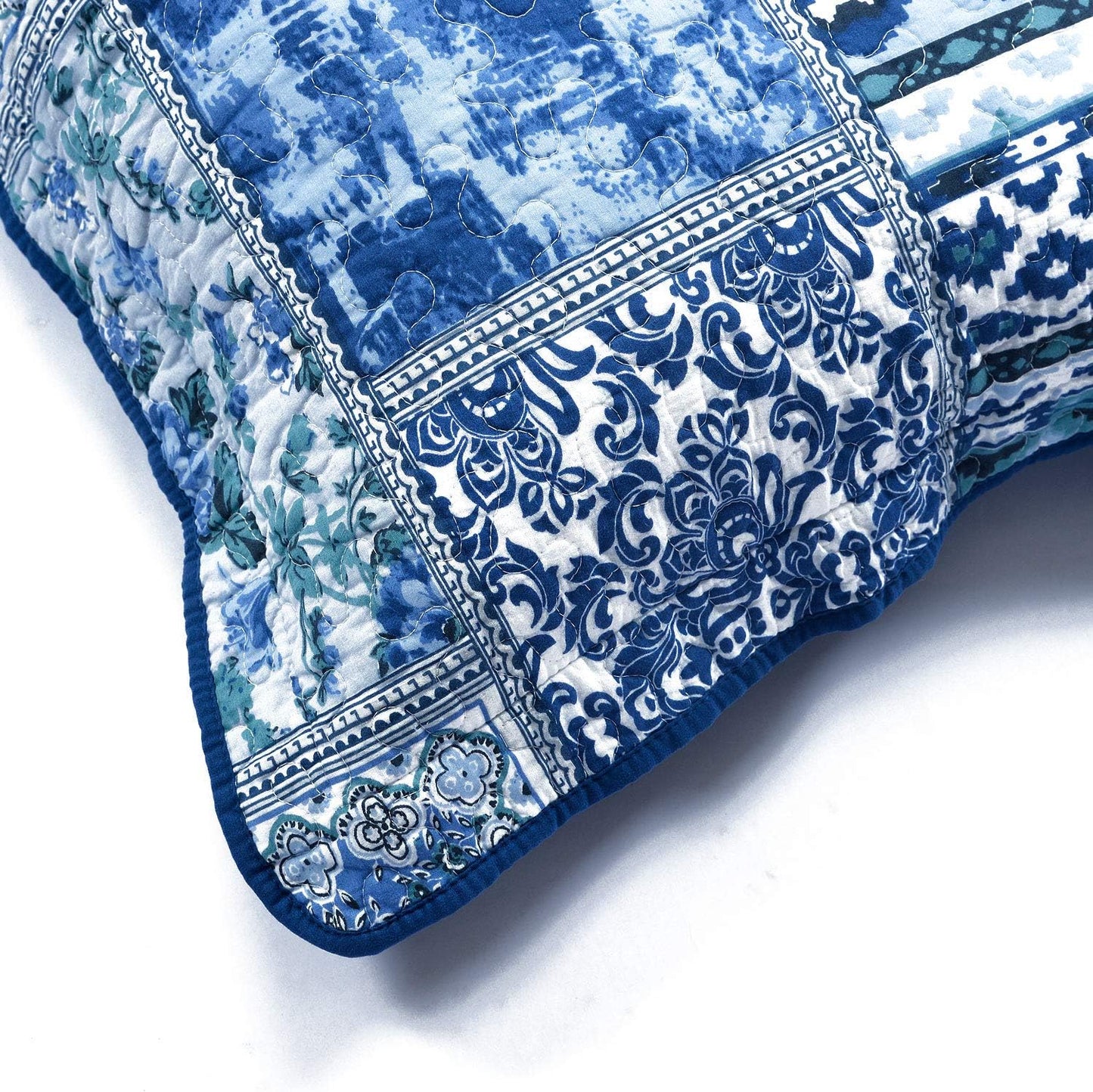 NEWLAKE Blue Classic Bohemian Style Cotton Throw Pillow Covers (2 Pieces, 18X18 Inch)