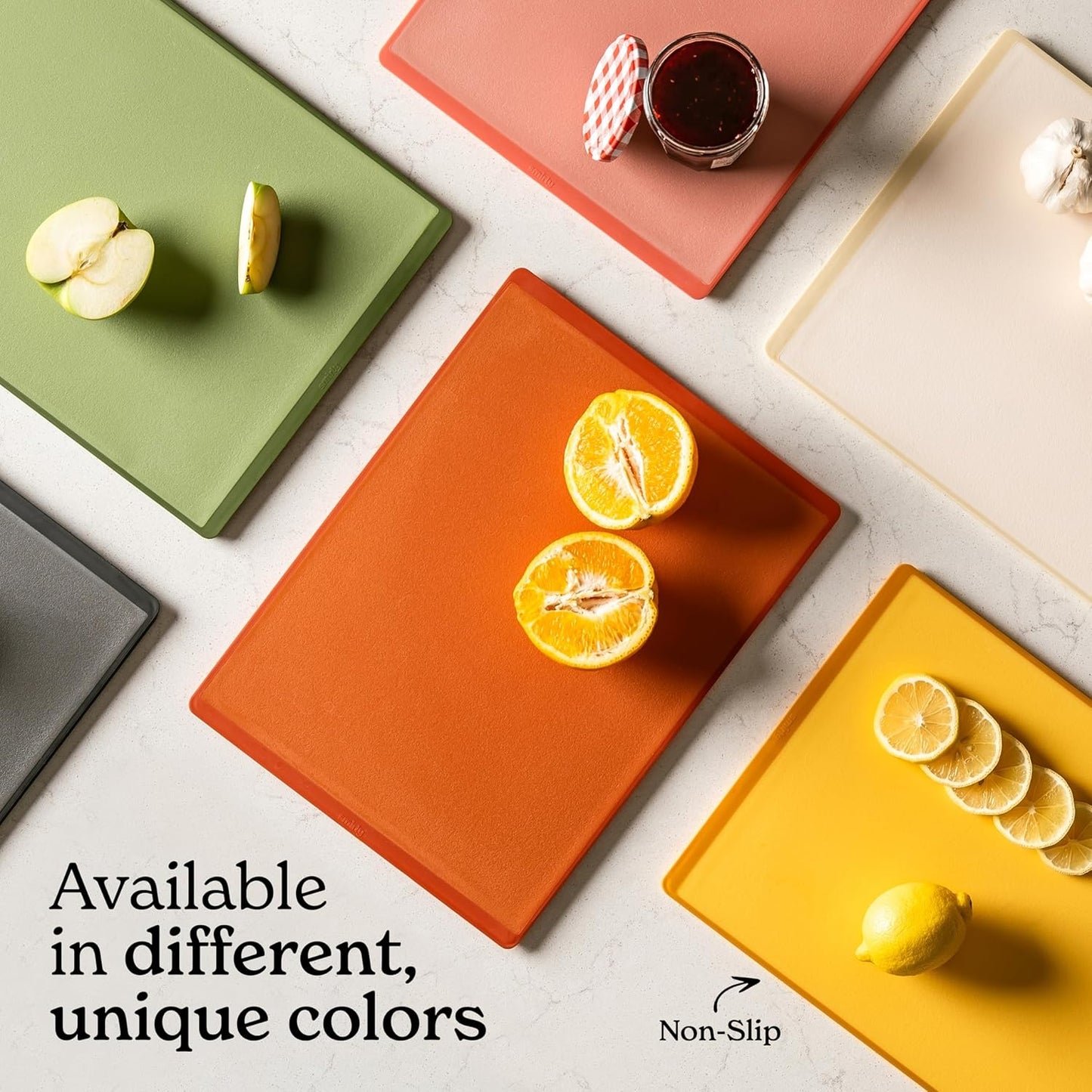 SMIRLY Plastic Cutting Board Set 3 Pieces, Non-Slip Dishwasher Safe Chopping Boards for Kitchen, Green