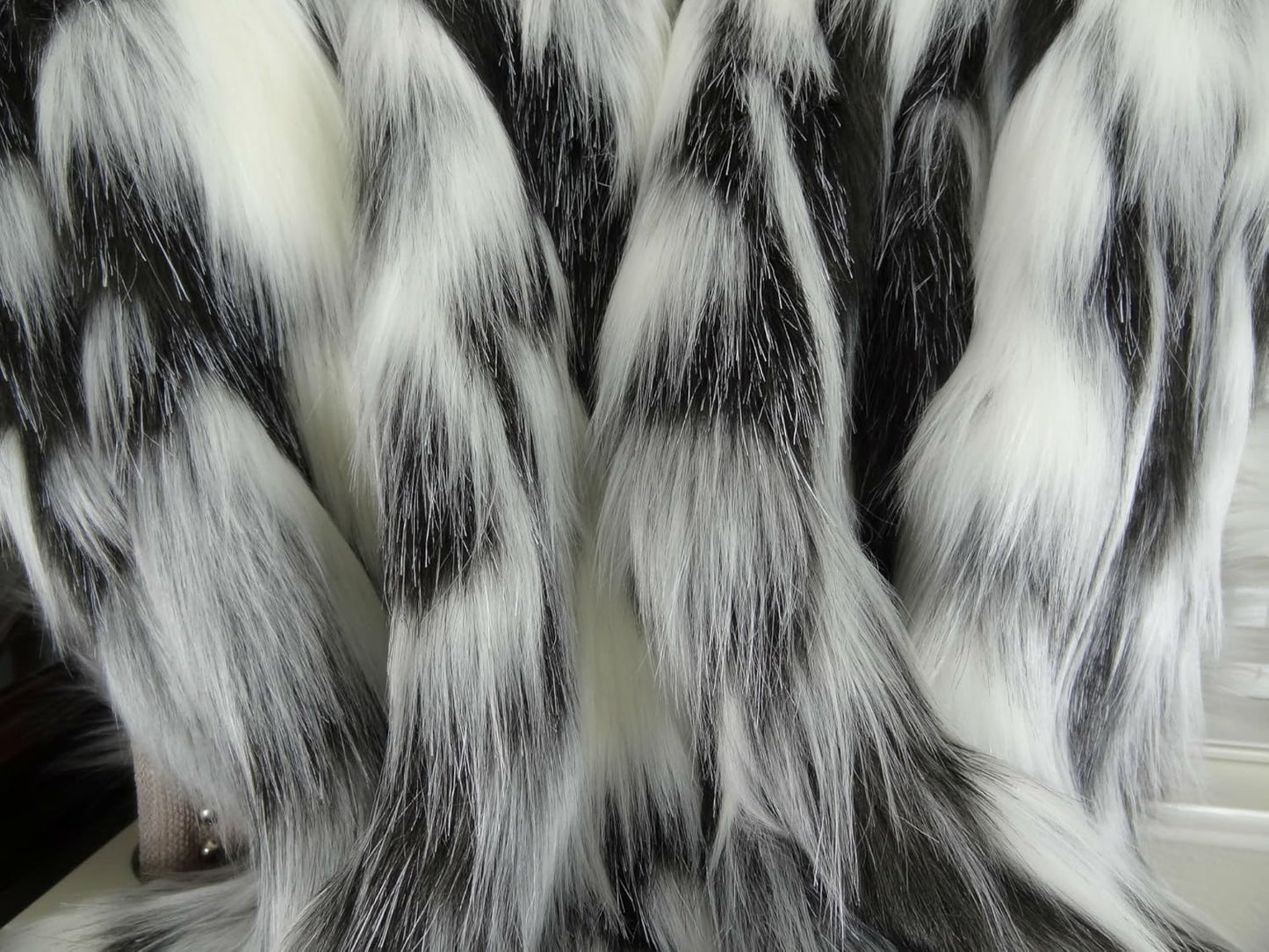 Gray Black White Faux Fur Oversized Blanket and Bedspread - Tibet Fox Fur - Gray Black White Luxury Faux Fur - Soft Faux Fur Blankets, Bedspreads and Throws, Handmade in USA, 16438
