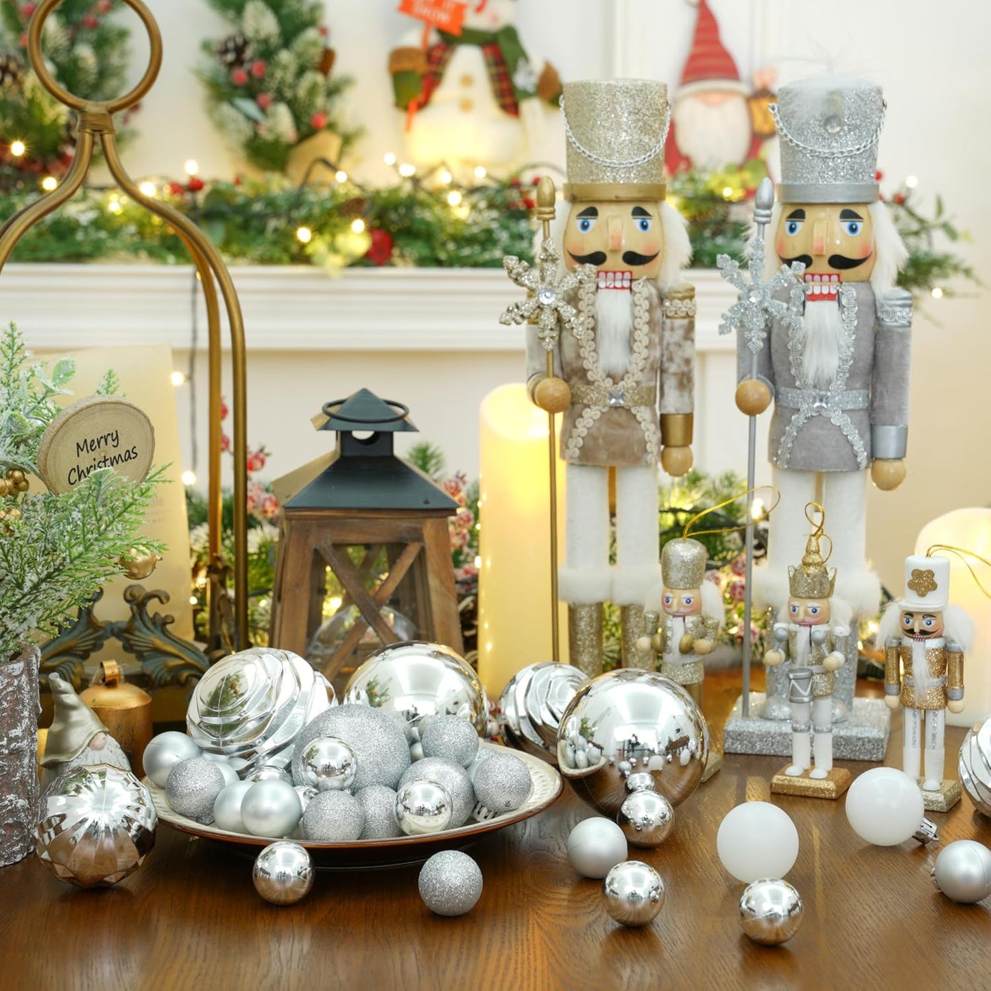 XmasExp 24ct Mini Christmas Ball Ornaments Shatterproof Christmas Ornaments Set Decorations for Xmas Tree Balls 30mm/1.18" (Silver)