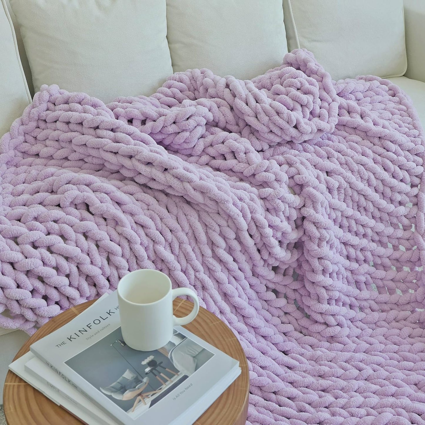 Maetoow Chenille Chunky Knit Blanket Throw (40×50 Inch), Handmade Warm & Cozy Blanket Couch, Bed, Home Decor, Soft Breathable Fleece Banket, Christmas Thick and Giant Yarn Throws, Purple