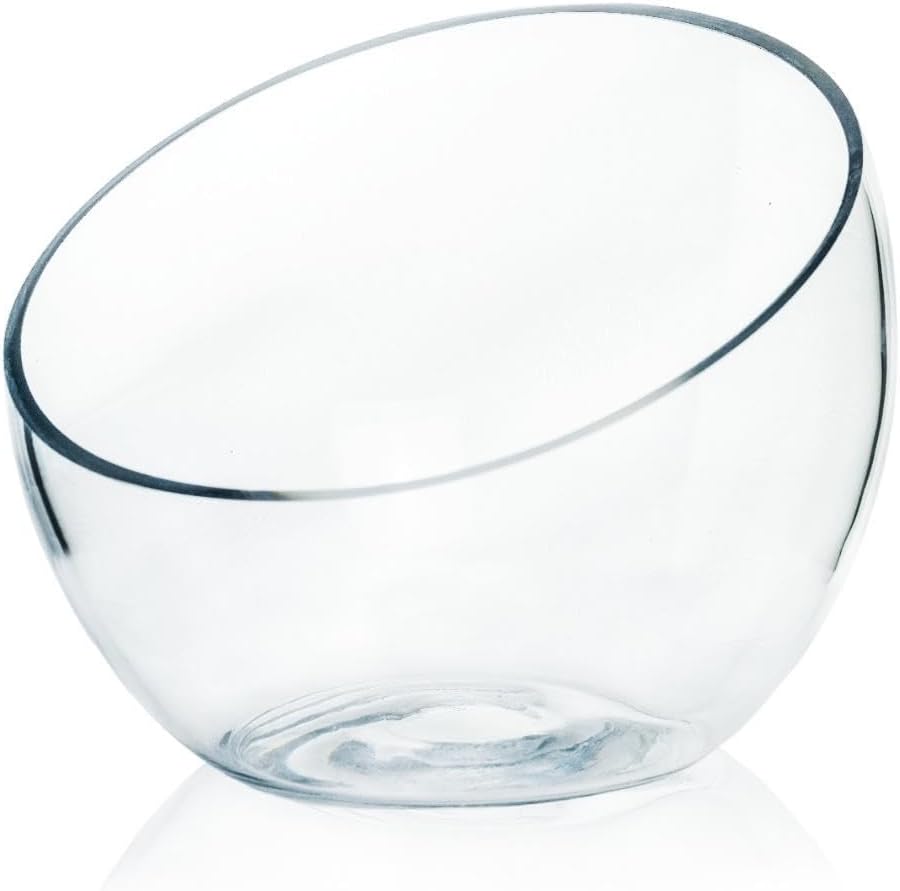 Craft And Party, Slantted Glass Cut Bubble Bowl, 8.5" Height x 10" Width Slantted Bubble vase for Terraium, Flower vase Centerpiece