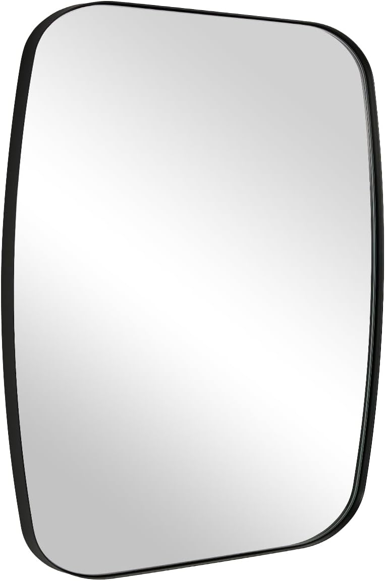 ANDY STAR Black Oblong Mirror, 36x40 Inch Black Oval Mirror for Bathroom with Stainless Steel Metal Frame, Wall Mouned for Bathroom, Living Room, Entryway