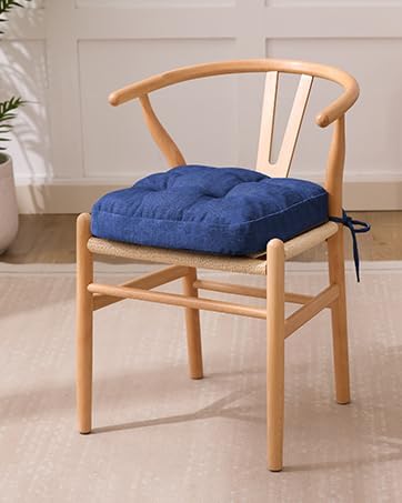 Chair Cushions, Dining Chair Cushions, Tufted Indoor Chair Pads, Set of 4, Navy Blue, 16.5'' x 16.5'' x 3.5''
