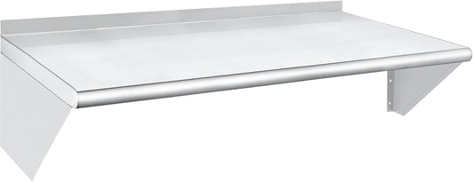 HARDURA Stainless Steel Shelf 18" x 48", 385lb Commercial Shelves Wall Mount Metal Shelving with Backsplash and Brackets for Kitchen, Restaurant, Laundry Room and Home