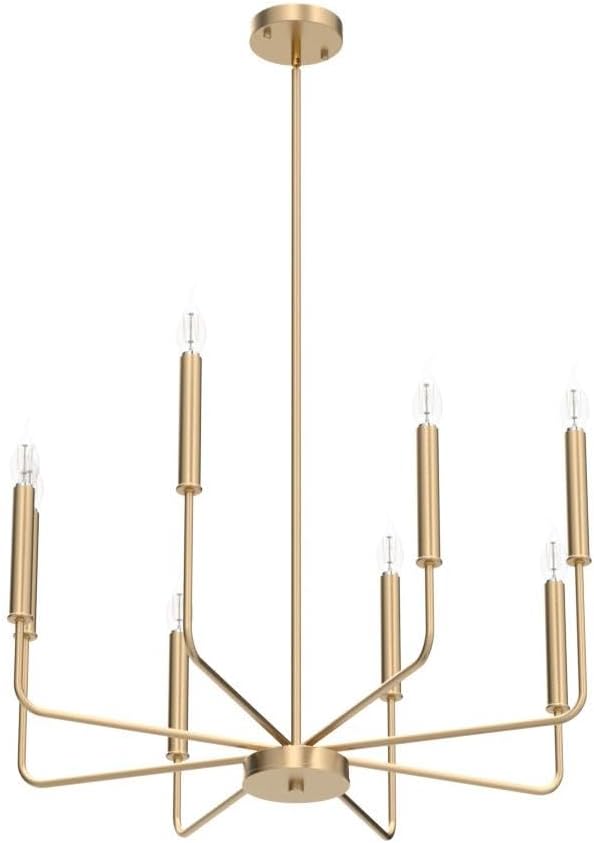 Modern Gold Farmhouse Chandeliers, 8-Light Industrial Metal Chandelier Lighting, Classic Candle Hanging Pendant Light Fixtures for Kitchen Bedroom, Dining Room, Living Room,Foyer