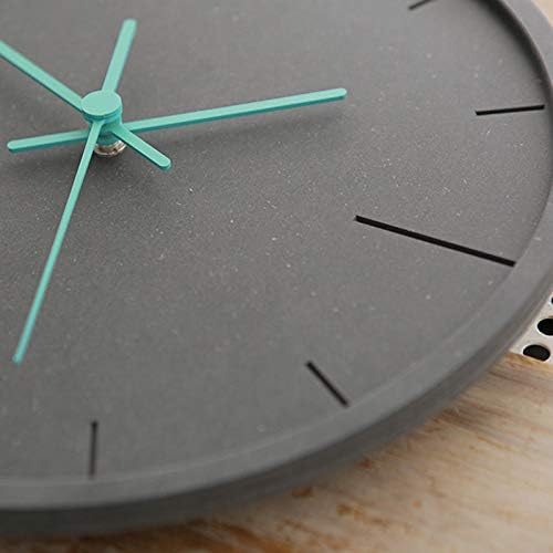Stephanie Imports Modern Minimalist Dark Concrete Silent Wall Clock (Teal Hands)