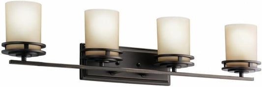 Kichler Hendrik 33.75" 4 Light Vanity with Light Umber Etched Glass Olde Bronze®