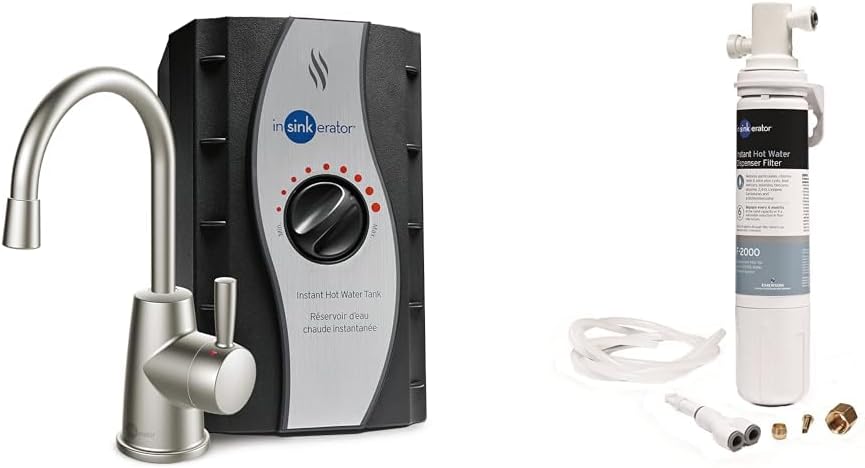 InSinkErator HOT250 Instant Hot Water Dispenser System, Single-Handle Faucet & F-2000S Premium Under Sink Water Filtration System for Instant Hot and Cold Water Dispenser System