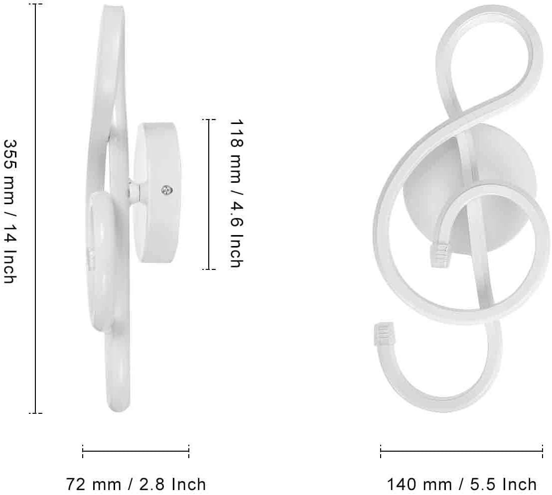 XEYOU 22W Modern Wall Sconce Lighting Indoor LED Creative Wall Light Fixture Music Symbol Art Decoration Wall Lamp for Living Room Bedroom Stair Corridor, White 6000K