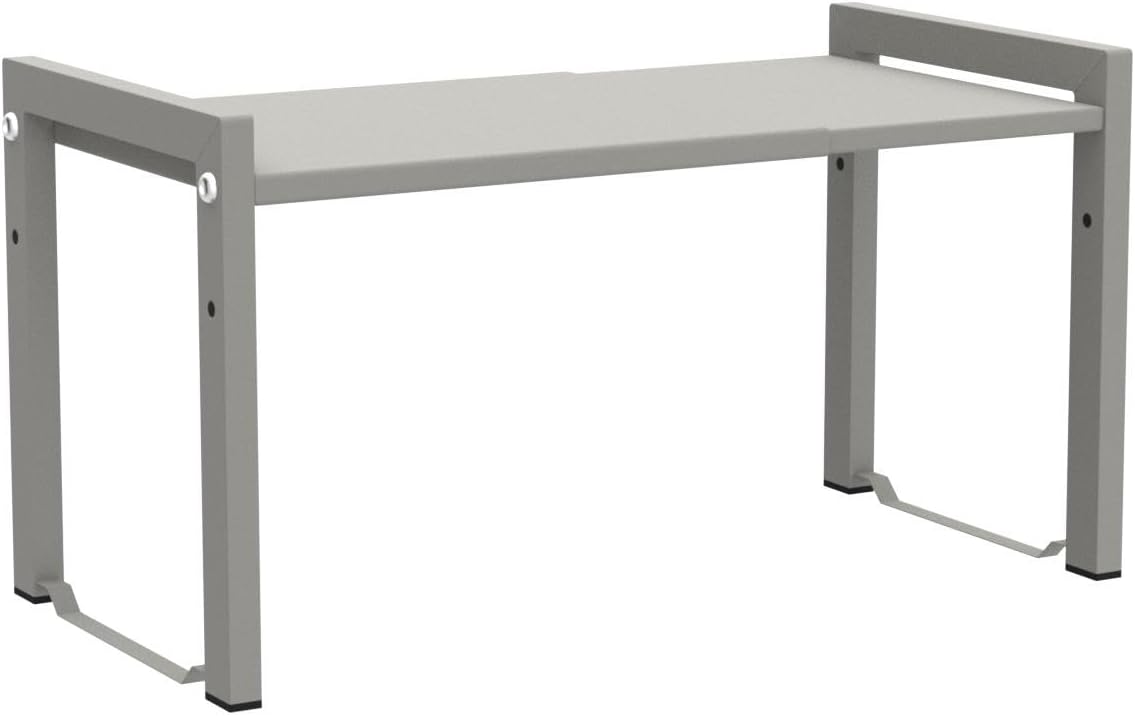 Expandable Cabinet Shelf Organizer 16-26" L Stackable Kitchen Counter Shelf Rack Stand Sink Riser Countertop Storage White (Normal 7.9”D)