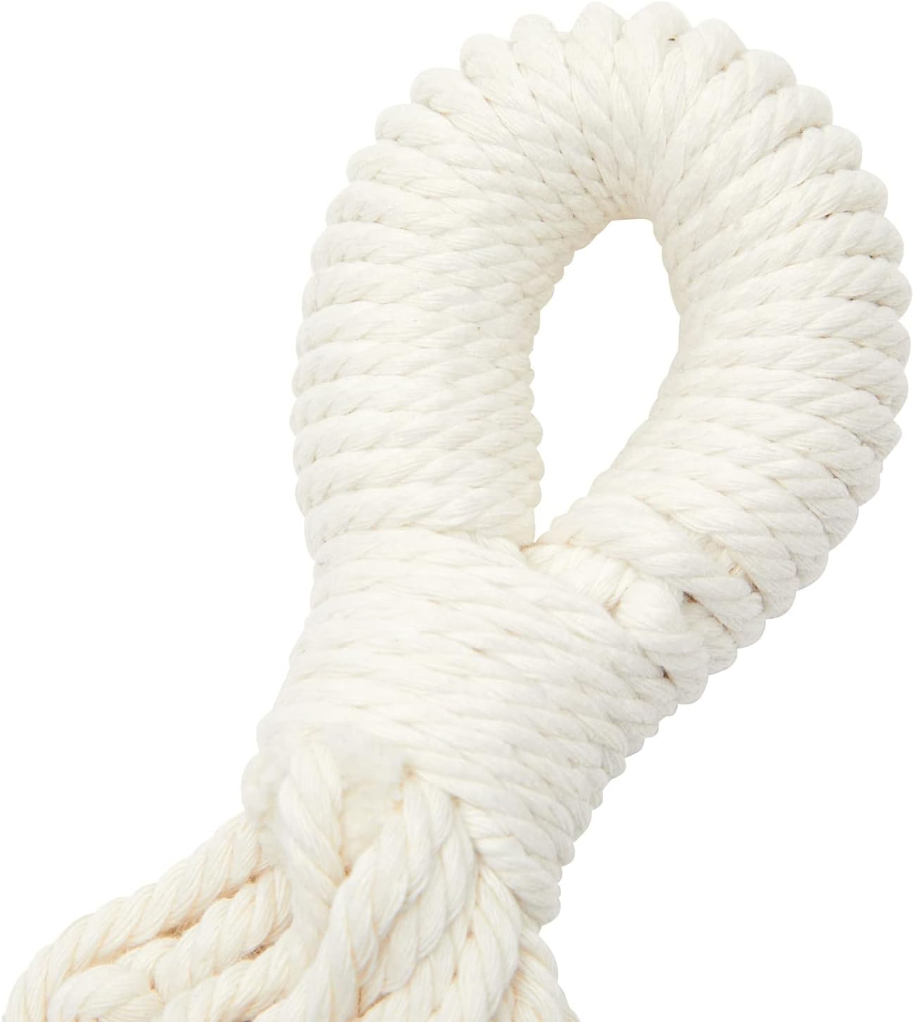 Okuna Outpost Macrame Hanging Fruit Basket Hammock for Kitchen - 6 x 25 x 15 in - White Cotton Modern - Under-Cabinet Storage with 2 Hooks for Bananas