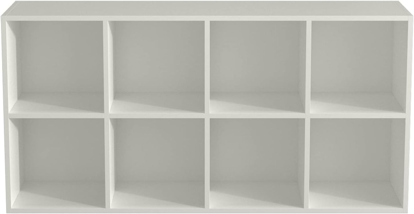 8-Cube Storage Shelf Bookcase - Wooden 4-Tier Floor Standing Open Bookshelf, Modern TV Stand up to 55 Inchs for Home and Office, Warm White