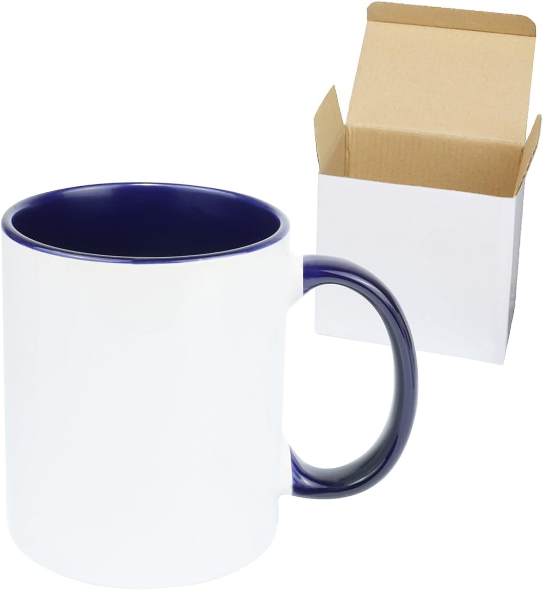 11oz White Ceramic Sublimation Coffee Mug in White Gift Box, Cobalt Blue, Case of 36