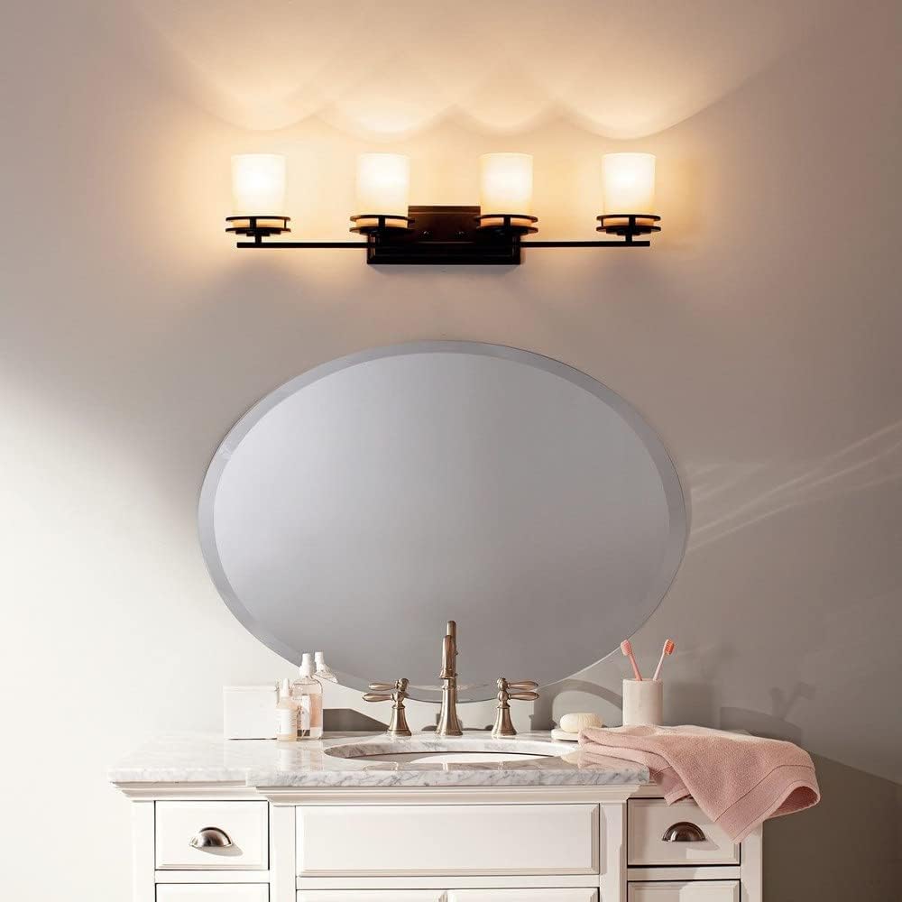 Kichler Hendrik 33.75" 4 Light Vanity with Light Umber Etched Glass Olde Bronze®