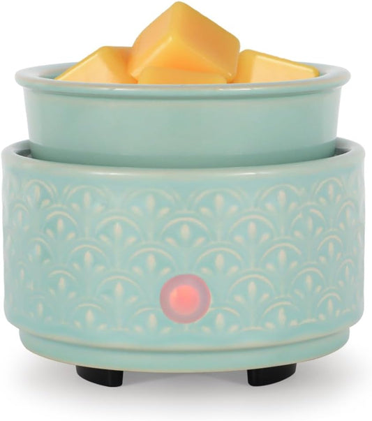kobodon Ceramic Wax Melt Warmer - 3-in-1Electric Wax Warmer-Fragrance Candle Burner for Scented Wax Tarts and Essential Oils - Wax Melts as Gifts for Moms Grandma Women Girls（Light Green）