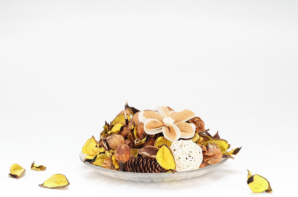 Potpourri Bowl Filler, Spring Pot pourri Dried Flower Vase Fill Mix, Home Decor Scented Dry Poporri, 3 Color Options Natural Flower Home Decor (Yellow)