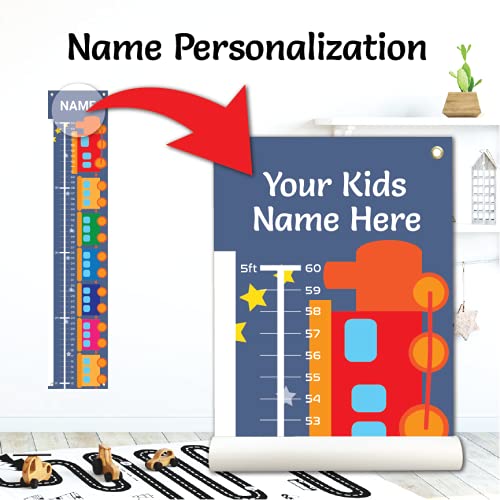Sungwon Personalized Kids Canvas Growth Chart, Height Chart, Train
