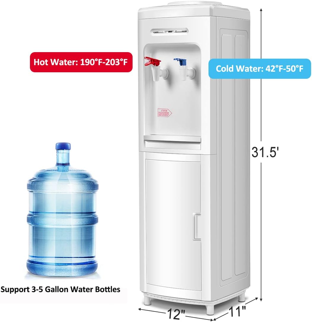 SAFEPLUS Top Loading Water Cooler Dispenser, Hot & Cold Freestanding Water Cooler Holds 5 Gallon Bottles Perfect for Home Office School UL & Energy-Saving Approved