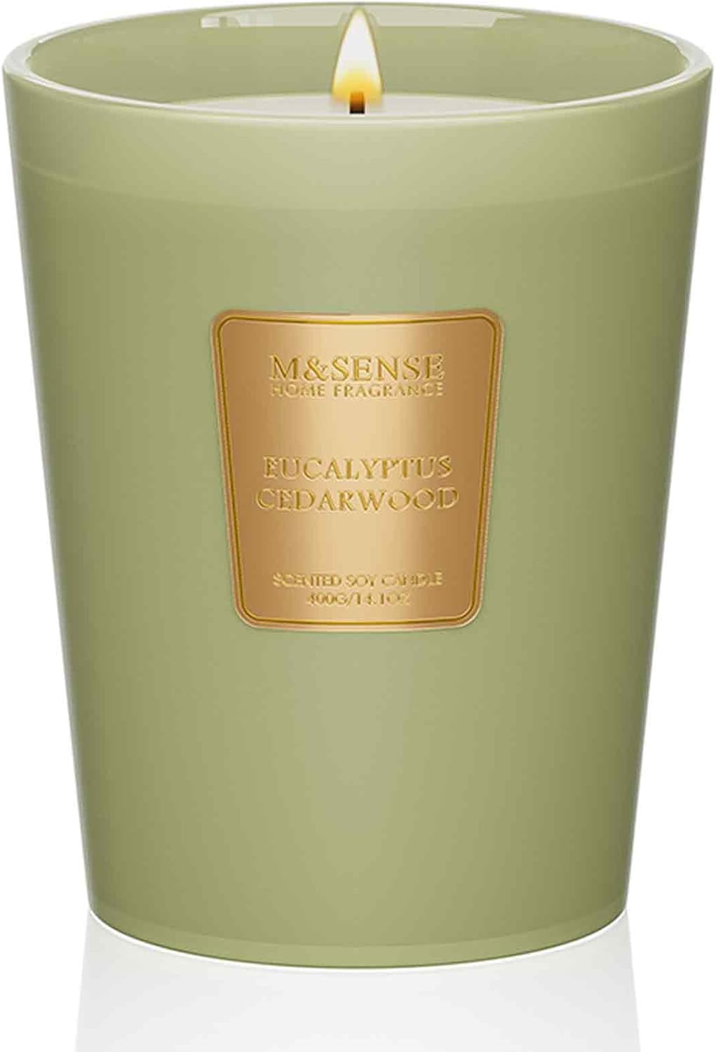 M&SENSE Eucalyptus Cedarwood Scented Natural Soy Wax Candle, 14.1oz 60 Hours Long Lasting Slow Burning Candles for Home Decor, Aromatherapy Candle for Stress Relief