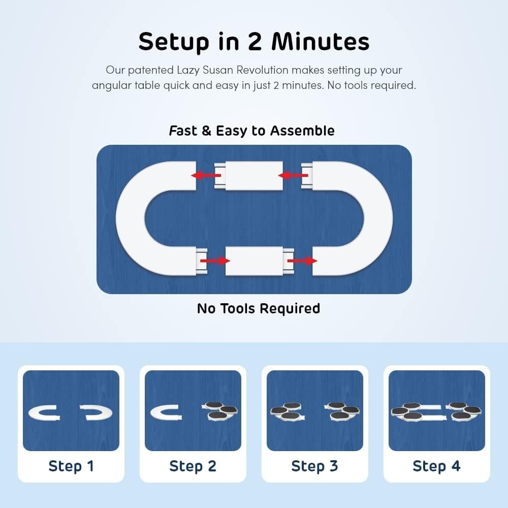 Full Set - Greige - The First Patented Lazy Susan Turntable Expandable for Rectangular & Oblong Tables - Kitchen & Dining Tables - Great Gift! Parties & Gatherings.