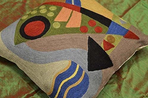 Kandinsky Abstract Pillow Cover - Original | Modern Toss Pillows Modern Chair Cushion Contemporary Pillowcase Farmhouse Chair Cushion Couch Handmade Wool Size 18x18