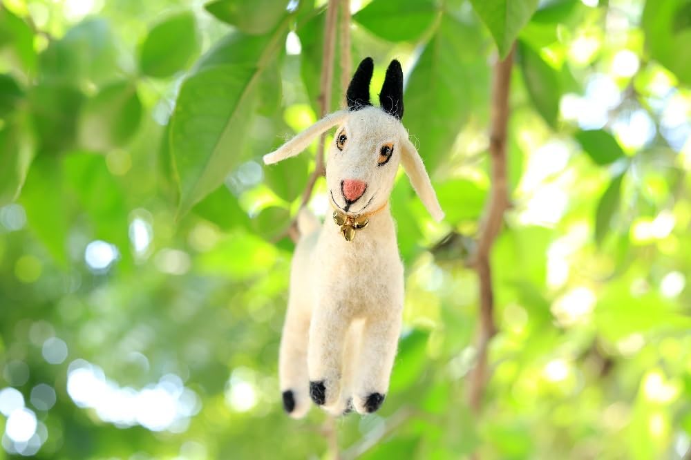 Handmade Needle Felt Goat Ornament, Gift Decor Figure