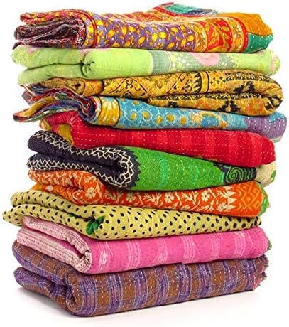 Wholesale Mix lot Tribal Kantha Quilts Vintage Cotton Bed Cover Sari Throw Old Assorted Patches Rally (3)